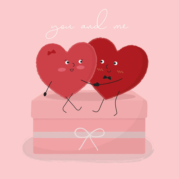 Симпатичная влюбленная пара, концепция Валентины, векторная иллюстрация 