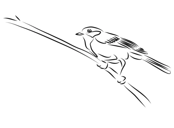 黒と白の鳥の抽象絵画のデジタルアートは白い背景に隔離されている ベクトル図 — ストックベクタ