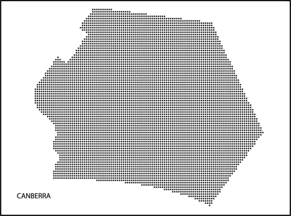 Vector Halftone Carte Pointillés Capitale Canberra Australie — Image vectorielle