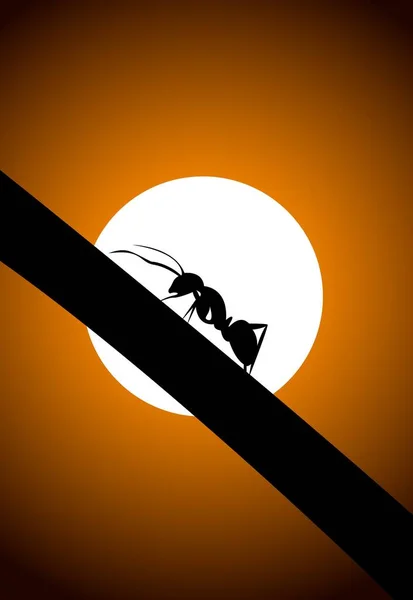 Σχεδιασμός Τοπίου Από Μυρμήγκι Αναρρίχηση Δέντρο Πολύχρωμο Φόντο Απεικόνιση Ήλιου — Διανυσματικό Αρχείο