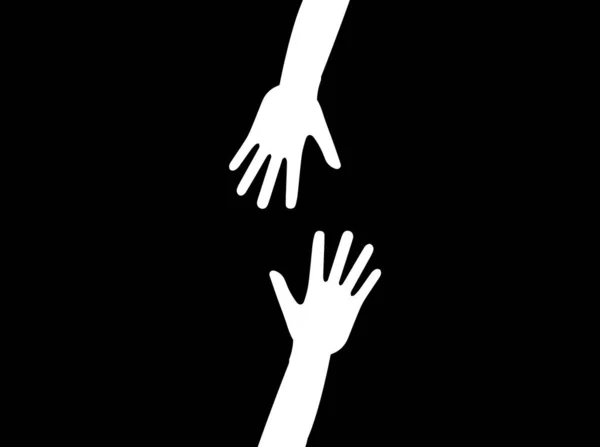 Two Hands Reaching Something Dark Background — Stock Vector
