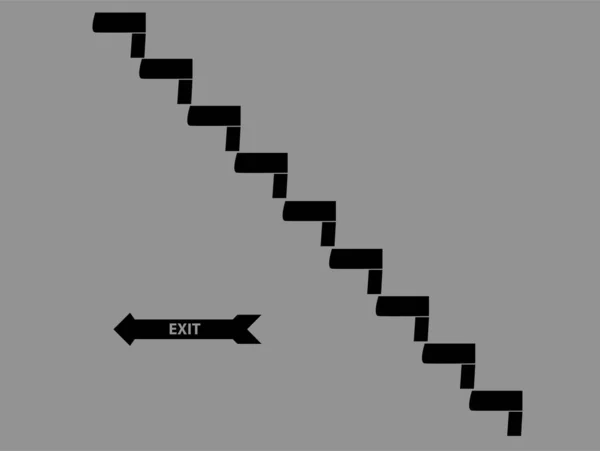 Concepto Señalización Salida Bajo Una Escalera Con Fondo Gris Ilustración — Archivo Imágenes Vectoriales