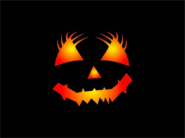Halloween Pompoen Geïsoleerd Zwarte Achtergrond Vector Illustratie — Stockvector