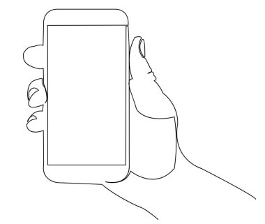 Bir el telefonunun tek çizgi çizimi - vektör illüstrasyonu