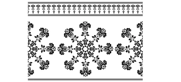 Indiska Traditionella Och Kulturella Saré Gränsen Design Begreppet Blommor Med — Stock vektor