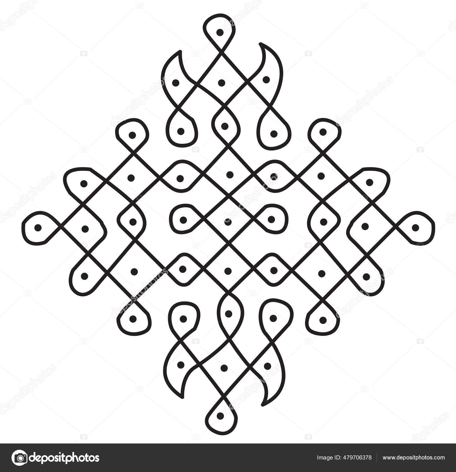 Indian Traditional Cultural Rangoli Kolam Design Concept Curved Lines