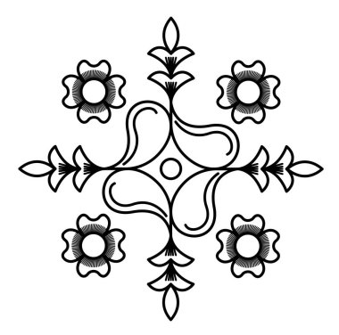 Mandala tasarım konsepti Beyaz arka planda izole edilmiş güzel çiçekler ve çizgiler 