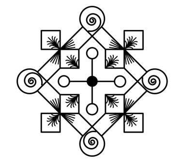 Rangoli tasarım konsepti geometrik şekiller ve beyaz arkaplanda izole edilmiş yapraklar