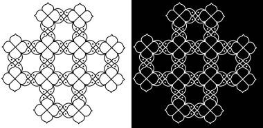 Hint Geleneksel ve Kültürel Rangoli veya Kolam tasarım kavramı siyah ve beyaz arkaplanda izole edilmiş eğri çizgiler ve noktalar - vektör illüstrasyonu