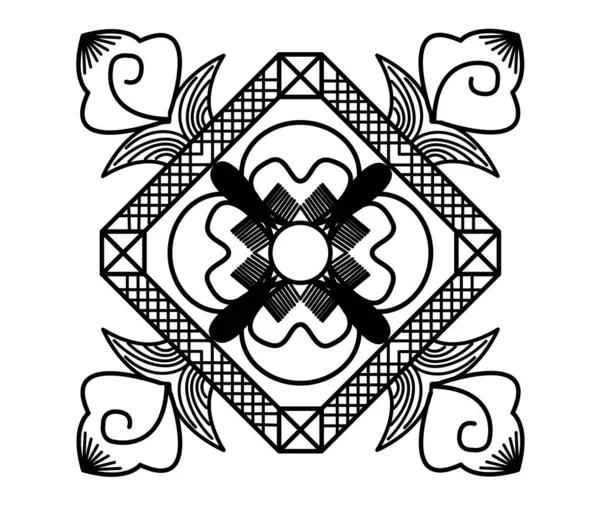 Concepto Diseño Mandala Pétalos Flores Líneas Aisladas Sobre Fondo Blanco — Vector de stock