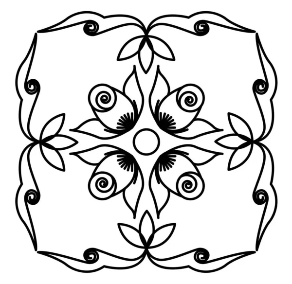 Mandala Concept Conception Fleurs Roses Feuilles Isolées Sur Fond Blanc — Image vectorielle