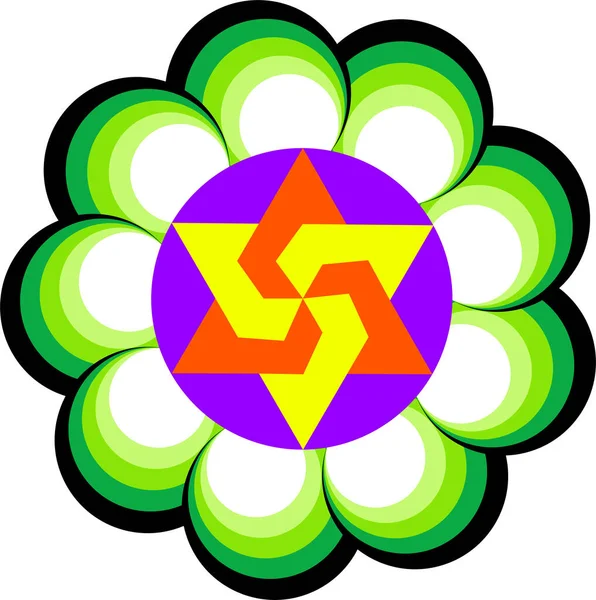 Concepto Diseño Mandala Espiritual Indio Colorido Símbolo Esvástica — Vector de stock