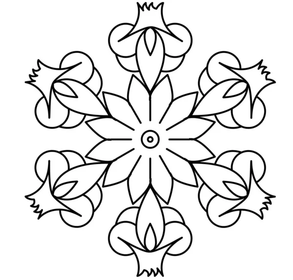 Indische Traditionelle Und Kulturelle Rangoli Designkonzept Der Floralen Linienkunst Isoliert — Stockvektor
