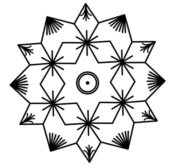 Rangoli Mandala Έννοια Σχεδιασμού Της Floral Γραμμή Τέχνης Που Απομονώνονται — Διανυσματικό Αρχείο