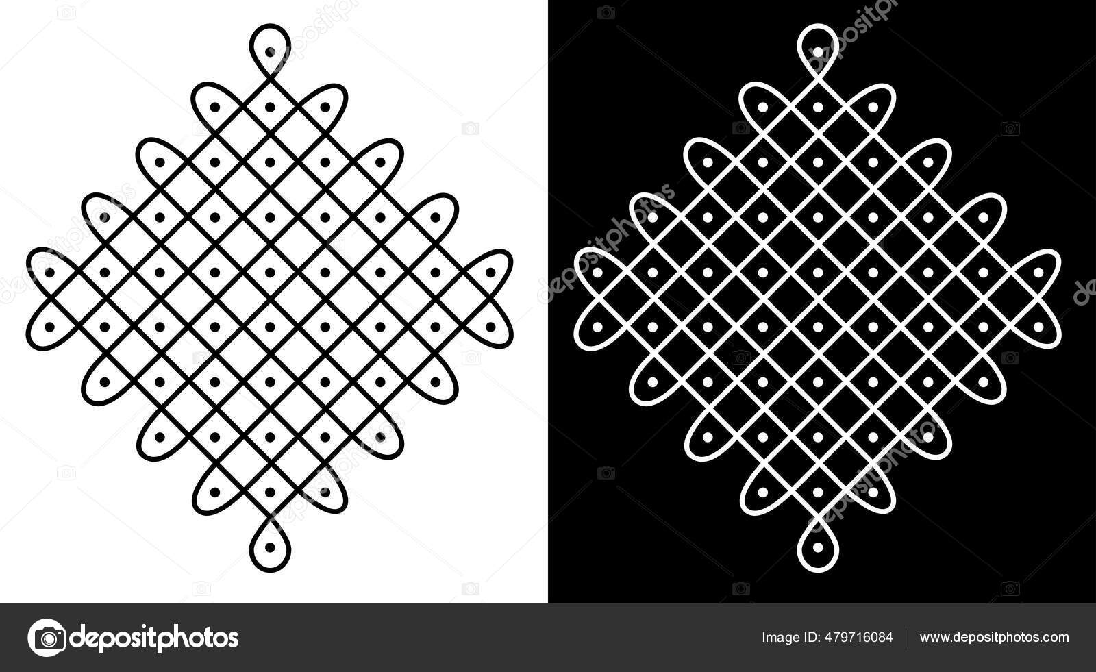 Indian Traditional Cultural Rangoli Kolam Design Concept Curved ...
