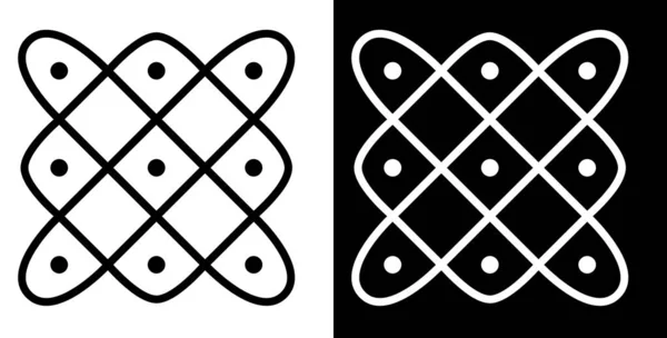 Hint Geleneksel ve Kültürel Rangoli veya Kolam tasarım kavramı siyah ve beyaz arkaplanda izole edilmiş eğri çizgiler ve noktalar - vektör illüstrasyonu