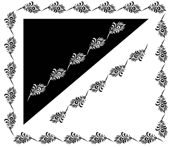 基于黑白背景的孔雀羽毛边框设计概念 矢量图解 — 图库矢量图片
