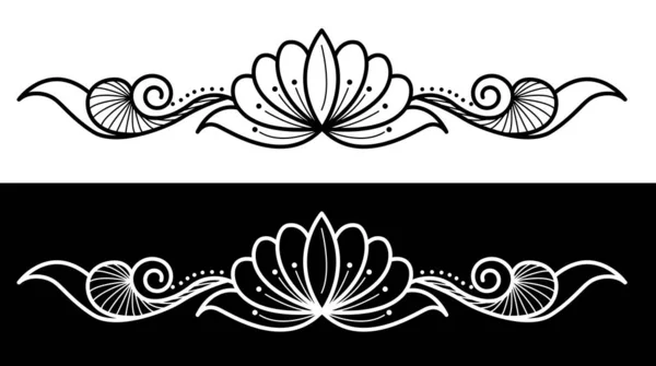 Concepto Diseño Fronterizo Flor Loto Con Hojas Espirales Aisladas Sobre — Archivo Imágenes Vectoriales