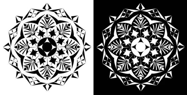 Цветочная Мандала Дизайн Концепции Изолированы Черно Белом Фоне — стоковый вектор