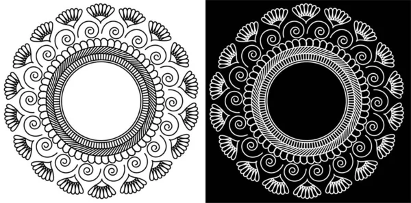 黒と白の背景に隔離された花びら 蓮の花の美しい曼荼羅のデザインコンセプト — ストックベクタ
