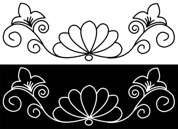 Border Design Konzept Der Lotusblume Mit Blättern Und Spiralen Isoliert — Stockvektor