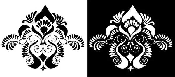 Design Culturel Indien Alpona Concept Motif Floral Avec Des Feuilles — Image vectorielle