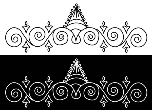 Концепция Дизайна Границы Листьев Спиралей Цветов Изолированы Черно Белом Фоне — стоковый вектор