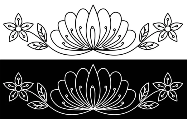 Concept Bordure Fleur Lotus Avec Des Feuilles Isolées Sur Fond — Image vectorielle