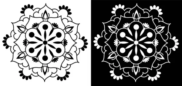 Indische Traditionelle Und Kulturelle Rangoli Mandala Design Konzept Der Floralen — Stockvektor