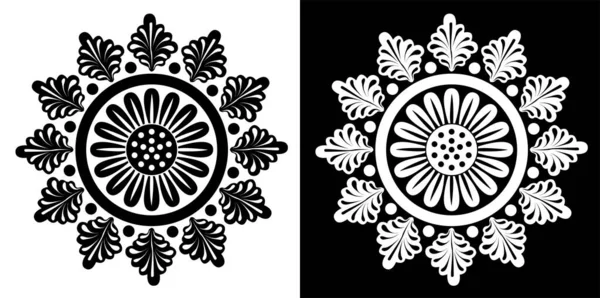 Indiska Traditionella Och Kulturella Rangoli Mandala Design Begreppet Blommig Konst — Stock vektor