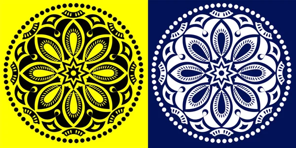 Indische Traditionelle Und Kulturelle Rangoli Mandala Design Konzept Der Floralen — Stockvektor