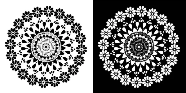 Indische Traditionelle Und Kulturelle Rangoli Mandala Design Konzept Der Floralen — Stockvektor