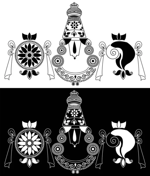 Lord Venkateshwara Art Vectoriel Balaji Ligne Est Arrière Plan Noir — Image vectorielle