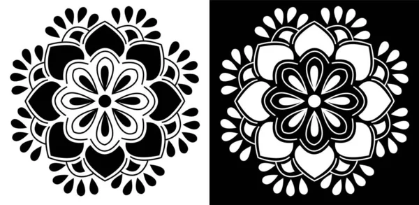 Indian Traditional Cultural Rangoli Mandala Design Concept Floral Art Isolated — Stock Vector