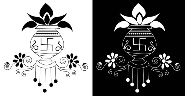 Indian Cultural Sankranti Rangoli Concept Motif Floral Isolé Sur Fond — Image vectorielle
