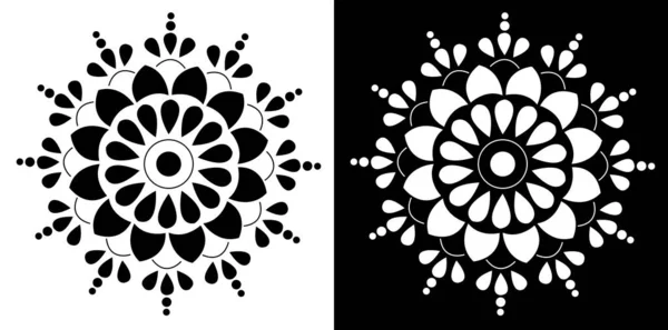 Indische Traditionelle Und Kulturelle Rangoli Mandala Design Konzept Der Floralen — Stockvektor