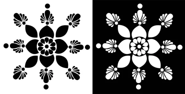 Indien Traditionnel Culturel Rangoli Mandala Concept Conception Art Floral Isolé — Image vectorielle