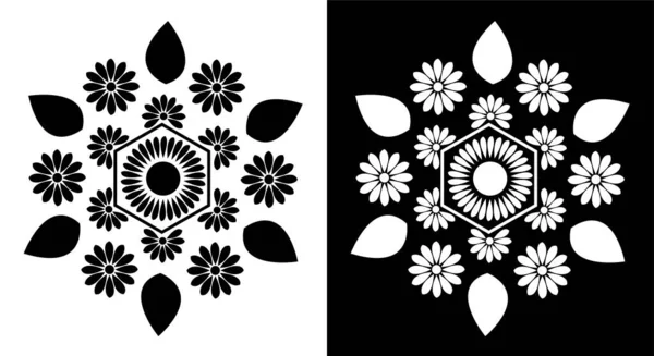 Indiska Traditionella Och Kulturella Rangoli Mandala Design Begreppet Blommig Konst — Stock vektor