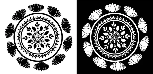 Indische Traditionelle Und Kulturelle Rangoli Mandala Design Konzept Der Floralen — Stockvektor