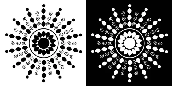 Mandala Designkonzept Aus Geraden Linien Und Punkten Isoliert Auf Schwarzem — Stockvektor