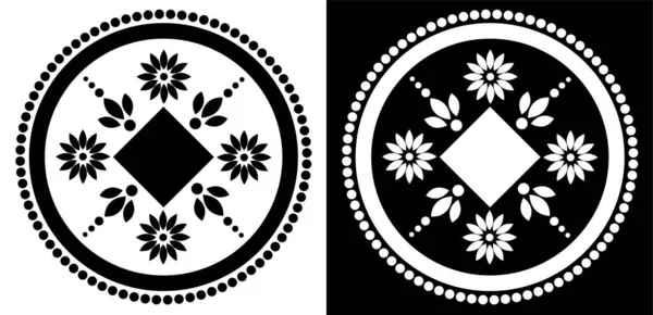 Indische Traditionelle Und Kulturelle Rangoli Mandala Design Konzept Der Floralen — Stockvektor