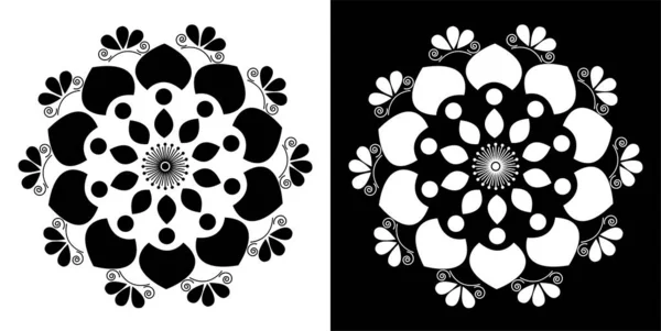 Indien Traditionnel Culturel Rangoli Mandala Concept Conception Art Floral Isolé — Image vectorielle