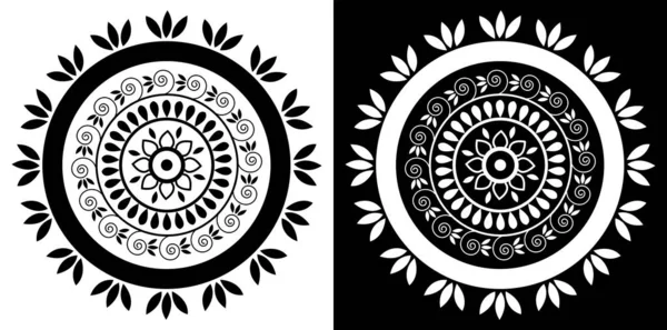 Indien Traditionnel Culturel Rangoli Mandala Concept Conception Art Floral Isolé — Image vectorielle