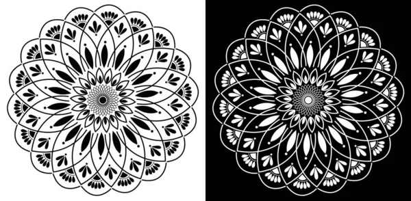 Indické Tradiční Kulturní Rangoli Mandala Design Koncept Květinové Umění Izolované — Stockový vektor