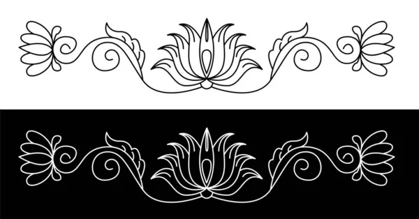 Concept Bordure Rangoli Indien Avec Fleur Lotus Avec Des Feuilles — Image vectorielle