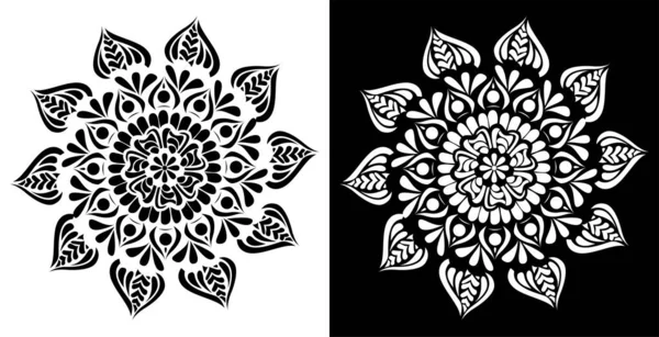 Indien Traditionnel Culturel Rangoli Mandala Concept Conception Art Floral Isolé — Image vectorielle