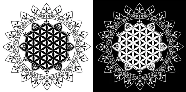인도의 전통적 문화적 디자인의 미술의 개념은 배경에 분리되어 — 스톡 벡터