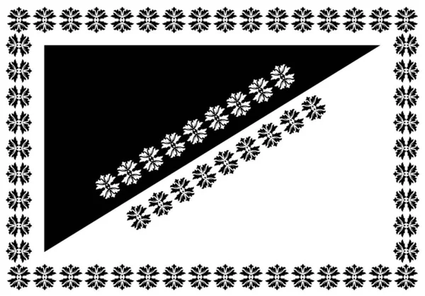 Концепція Дизайну Рамки Прямокутника Квіткової Лінії Ізольована Чорно Білому Тлі — стоковий вектор