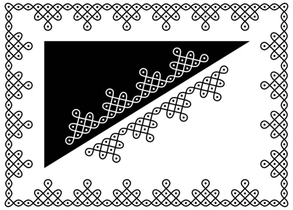 Conception Cadre Bordure Rectangulaire Concept Conception Indienne Kolam Isolé Sur — Image vectorielle