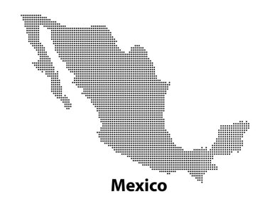 Modeliniz olan Seyahat Çizimi konsepti için Meksika ülkesinin yarım tonlu noktalı haritası.